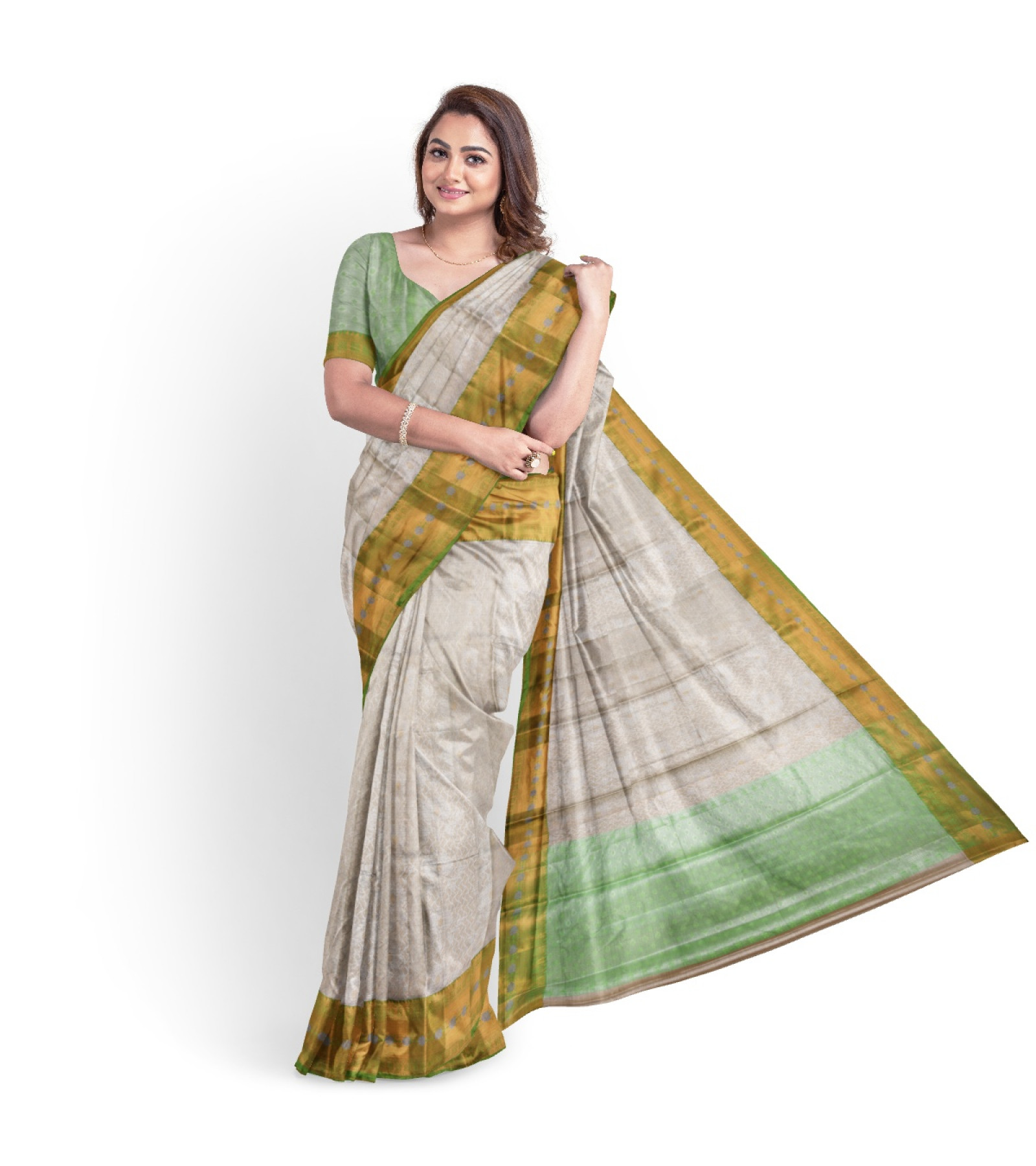 Exclusive Light Green Tissue Bengal Saree